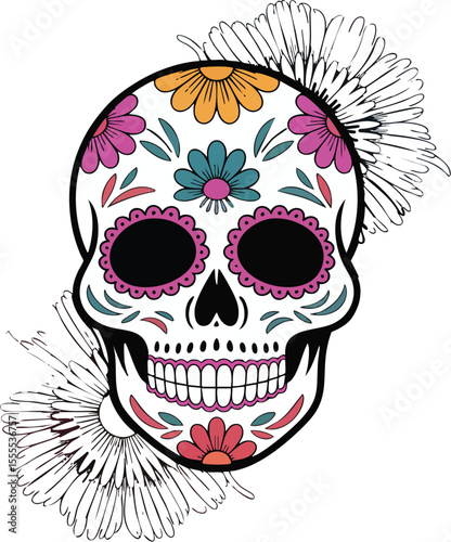 Floral Skull Illustration
