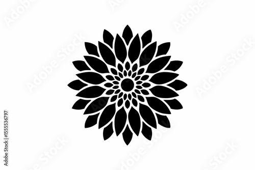 Dahlia vector silhouette illustration isolated on white background
