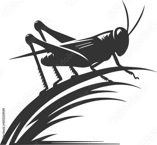 Grasshopper black clip art silhouette graphic drawing isolated animal illustration