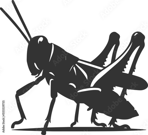Grasshopper black clip art silhouette graphic drawing isolated animal illustration