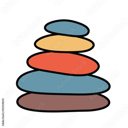 Zen stacked stones vector illustration for meditation, balance, and spa therapy
