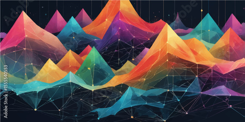 Abstract colorful background with geometric origami design and vibrant paper art illustration