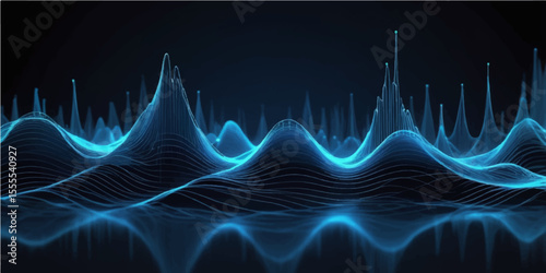 Abstract blue fractal wave design with glowing digital lines creates a dynamic technology backdrop