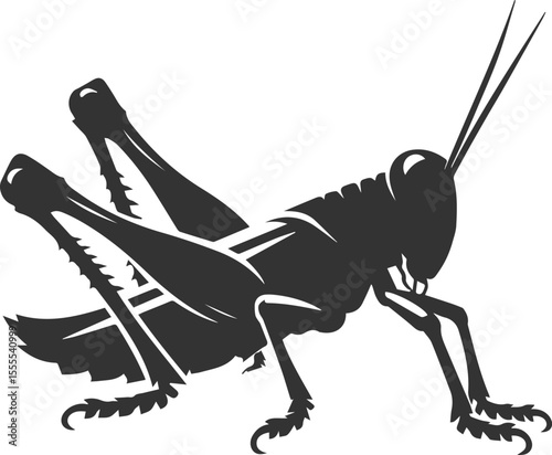 Grasshopper black clip art silhouette graphic drawing isolated animal illustration