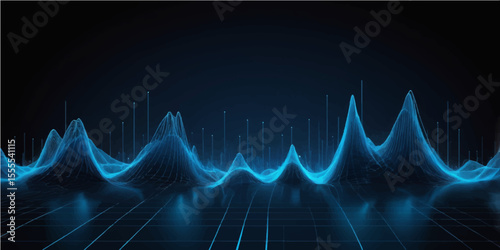 Blue abstract background with a digital wave, ideal for technology, business, or medical illustrations depicting data, growth, or a heartbeat monitor