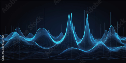 Abstract blue wave design for digital finance and health data illustration