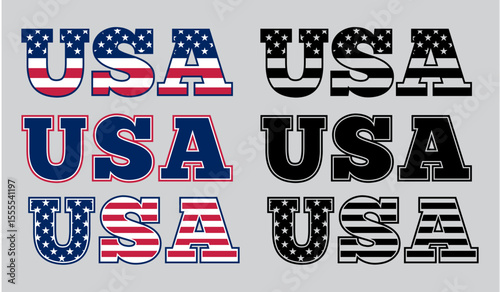 USA Lettering Bundle – Patriotic Varsity Vector Set