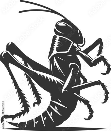 Grasshopper black clip art silhouette graphic drawing isolated animal illustration