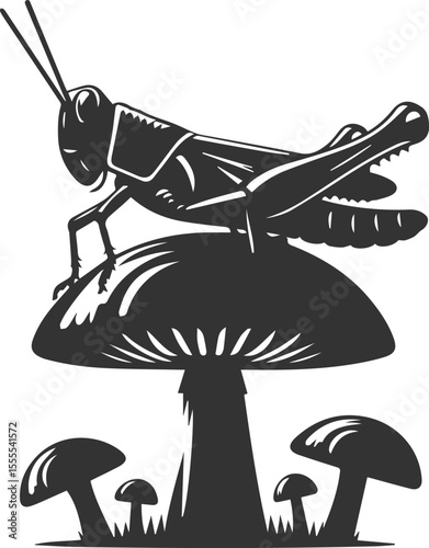 Grasshopper black clip art silhouette graphic drawing isolated animal illustration