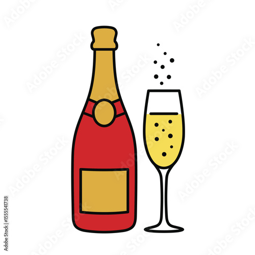 Red and white wine bottles and glasses isolated on white, perfect for celebrating any occasion