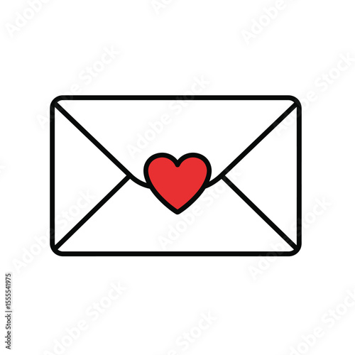 A romantic red heart envelope design for a Valentine's Day love letter message