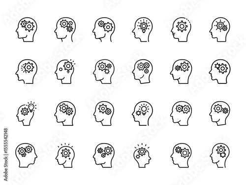 Illustrating Creativity and Problem-Solving: Gears and Lightbulb Symbols in Design