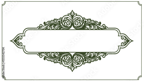 Elaborate frame with leafy ornamentation enclosing a rectangular space within a bordered white rectangle