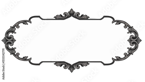 Elaborate graytoned ornamental frame with floral motifs and an empty center