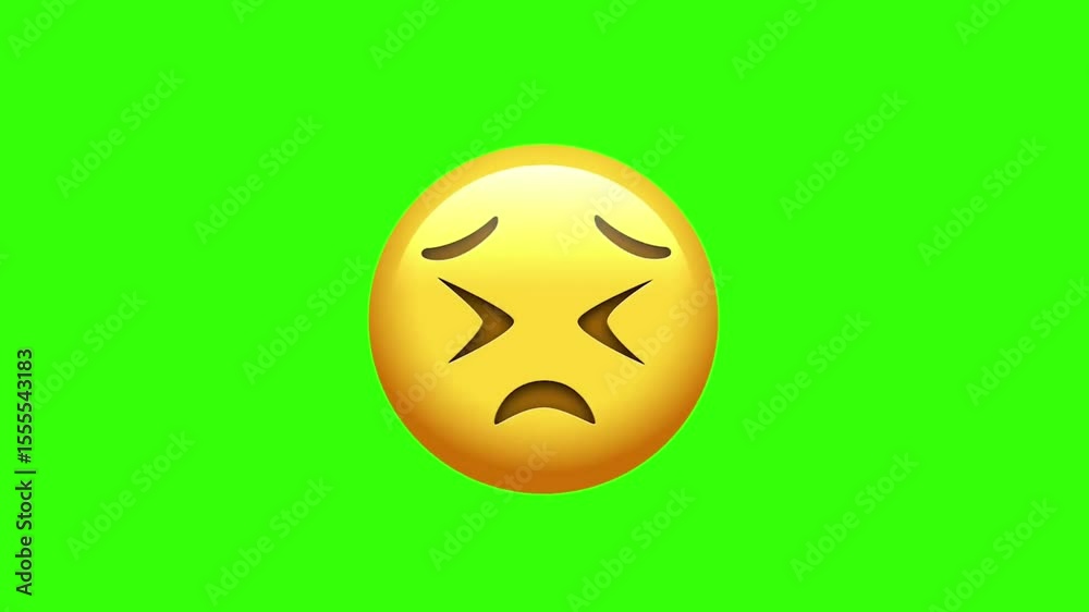 Persevering Face Emoji with Green Screen Persevering Face Emoji with Green Screen