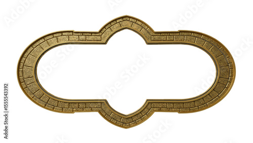 Golden frame with bricklike texture oblong shape with arched indentations