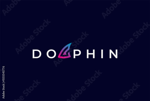 Dolphin Logo, Letter L with Fin icon combination in text Dolphin typography logo, vector illustration