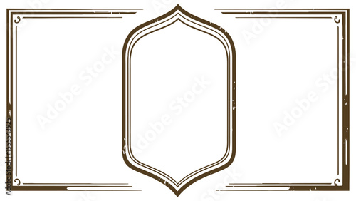 Ornate frame design with central shield shape flanked by rectangular borders vintage style