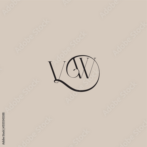 elegant and luxury style VW monogram wedding logo letter dinamyc curvy initial concept