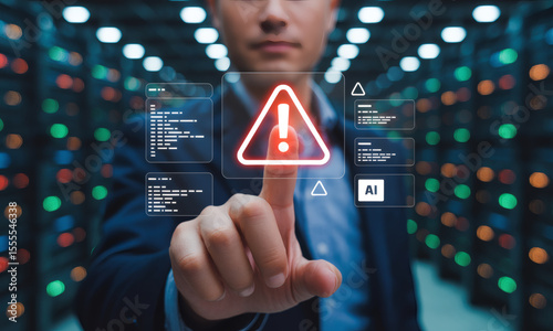 Wallpaper Mural Digital firewall breach alert and warning display system highlighting potential cyber attack threat vector. Torontodigital.ca