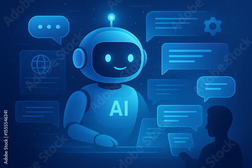 Wallpaper Mural AI chatbot assistance: advanced artificial intelligence bot engaging in digital communication and providing smart support for seamless user interaction and online solutions Torontodigital.ca