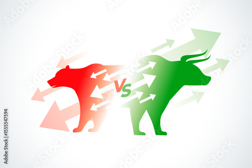 bullish vs bearish stock price arrow background