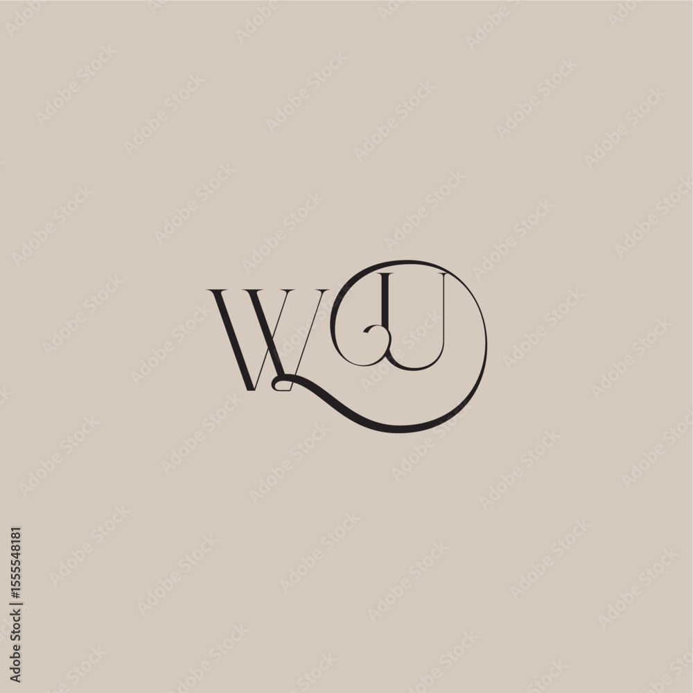 Obraz premium elegant and luxury style WU monogram wedding logo letter dinamyc curvy initial concept