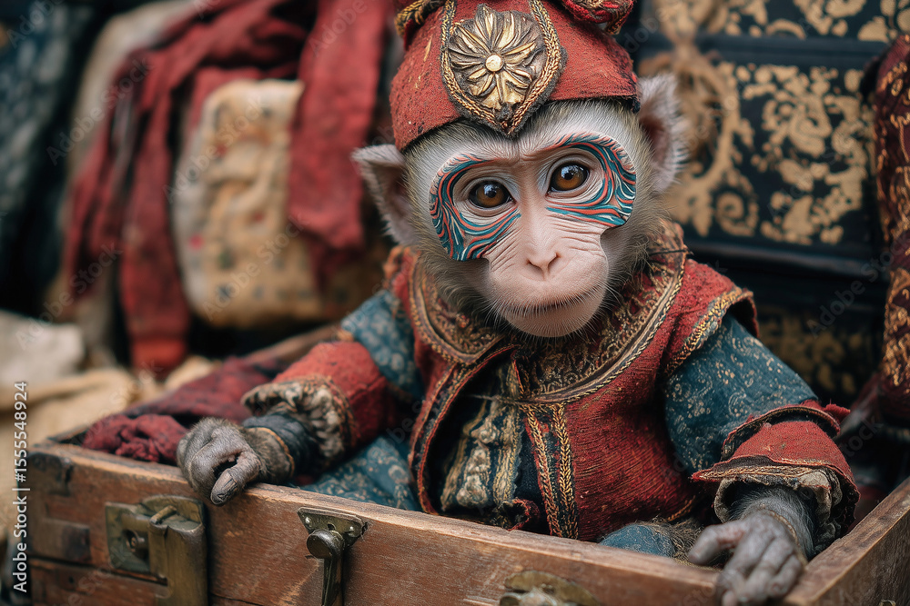 Obraz premium close-up of monkey with colorful theater