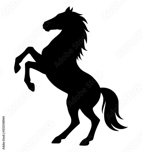 Silhouette of a rearing horse