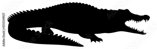 фотографія Vector Silhouette Of A Crocodile.
