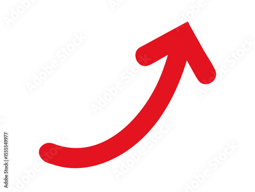Red arrow curving upwards, symbolizing growth, progress, rising trends, improvement, and positive directional movement.