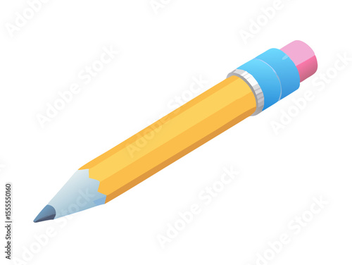 Unleash your creativity and ideas with this classic yellow pencil, perfect for symbolizing writing, drawing, education, and artistic concepts with a transparent background.