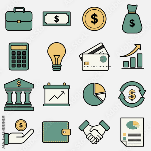 business and financial icons set