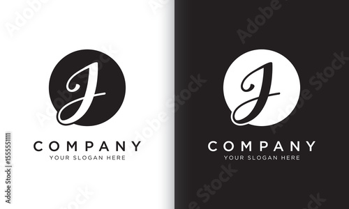 letter j logo template in black and white color. Modern trendy initial luxury j letter logo design with circle shape. Modern unique creative j logo design vector template.
