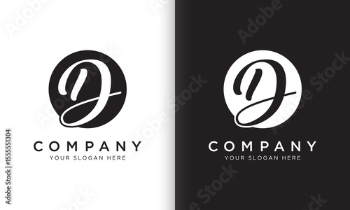 letter d logo template in black and white color. Modern trendy initial luxury d letter logo design with circle shape. Modern unique creative d logo design vector template.