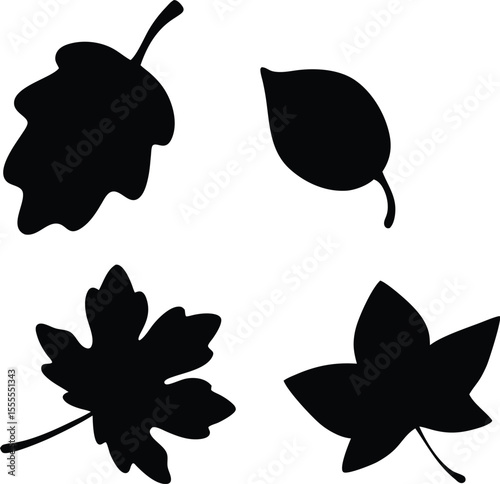 leaf silhouette, plant silhouette, leaf symbol