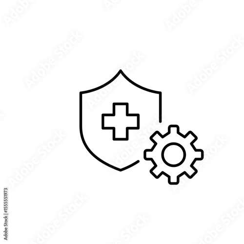 Health security settings, protected medical system, healthcare compliance control, patient data protection, secure clinical configuration. Pixel perfect, editable stroke vector icon
