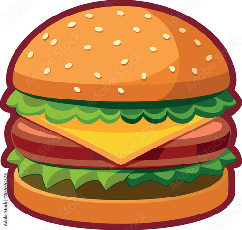 An flat illustration of a Hamburguer