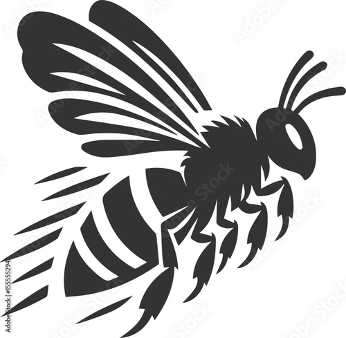 A insect animal bee silhouette vector black illustration drawing isolated