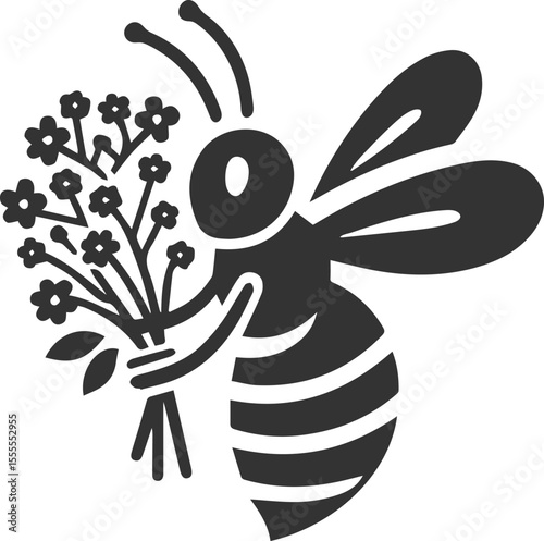 A insect animal bee silhouette vector black illustration drawing isolated