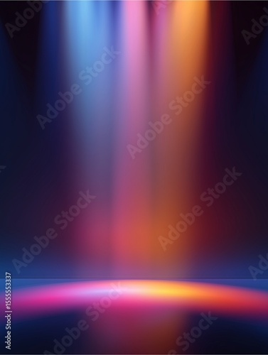 Stage Spotlight  Vibrant  colorful stage lighting creates a dramatic and energetic atmosphere  perfect for showcasing products or performances.