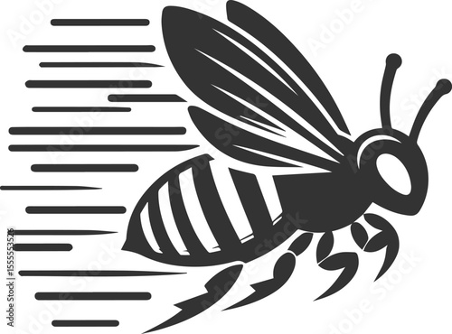 A insect animal bee silhouette vector black illustration drawing isolated