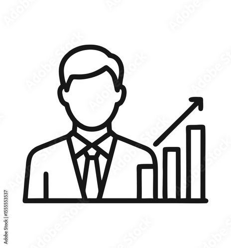 Businessman with graph illustrating business growth and financial success