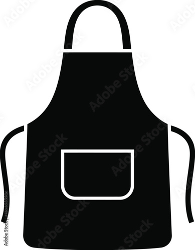 Simple Black and White Apron Silhouette Icon for Kitchen and Work