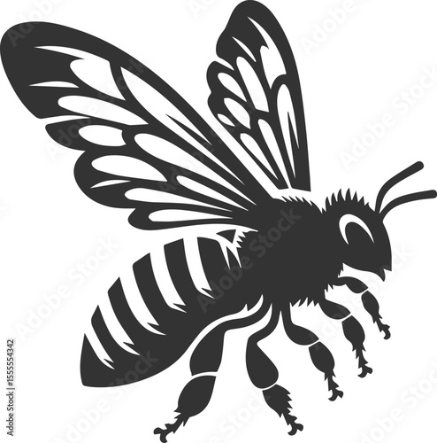 A insect animal bee silhouette vector black illustration drawing isolated
