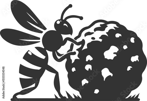 A insect animal bee silhouette vector black illustration drawing isolated