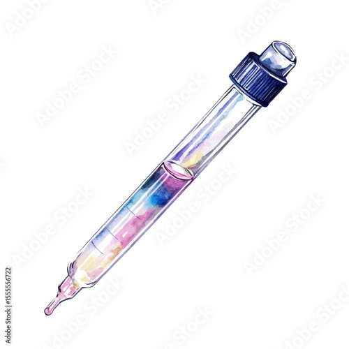 Electric Pipette, watercolor painting vector, isolated on a white background.