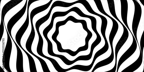 bstract hypnotic pattern with black-white striped lines. vector eps 10