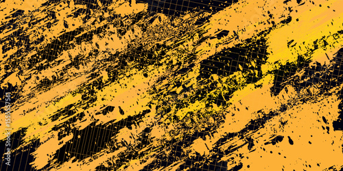 Black and yellow abstract background with brush stroke and halftone style. abstract grunge. modern. eps10