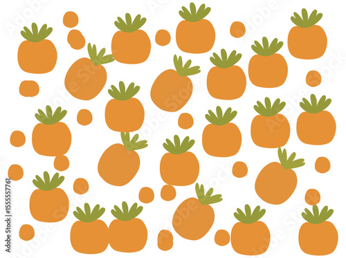 Seamless pattern featuring cute flat-style illustrations of tropical fruits like guava, strawberry, pear, and dragon fruit. Colorful and playful design in both light and dark backgrounds,888888